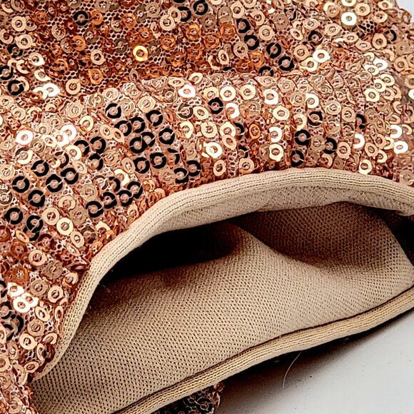 Girls Rose Gold Sequin Dress With Ruffle Detail & Short Sleeves Girls Size 10 - Picture 11 of 16